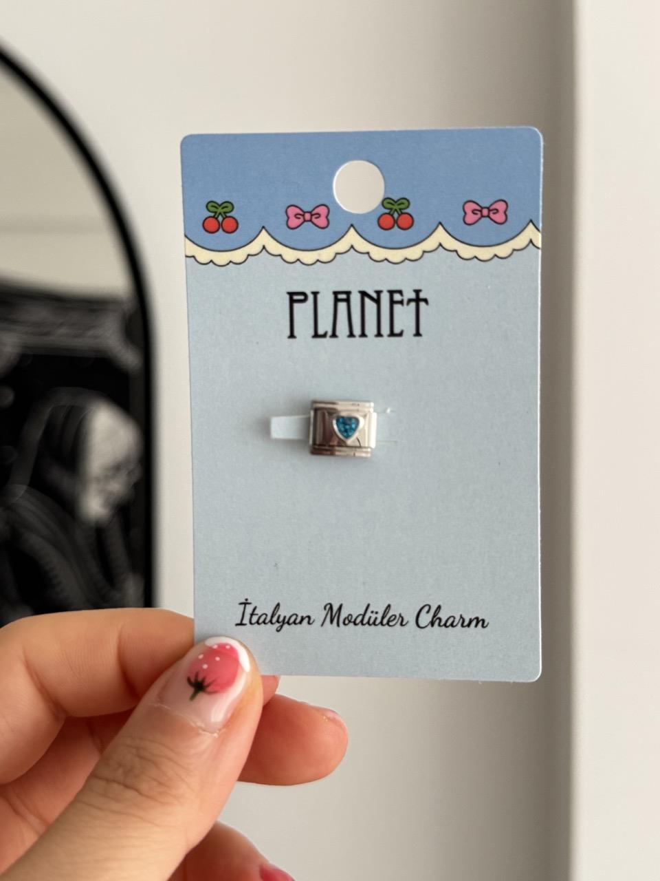 Blue Heart Kartlı İtalyan Charm