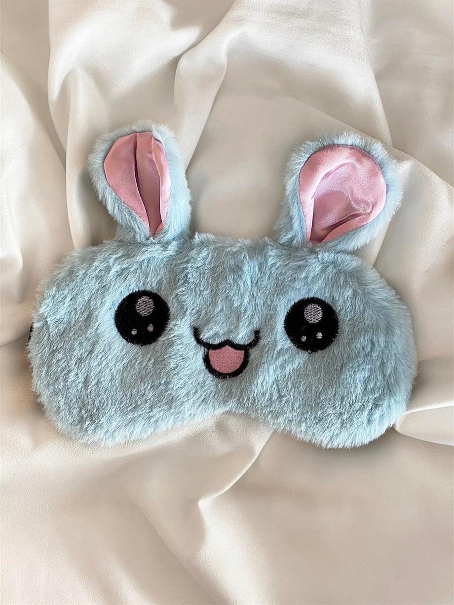 Blue Rabbit Cute Peluş Uyku Maskesi