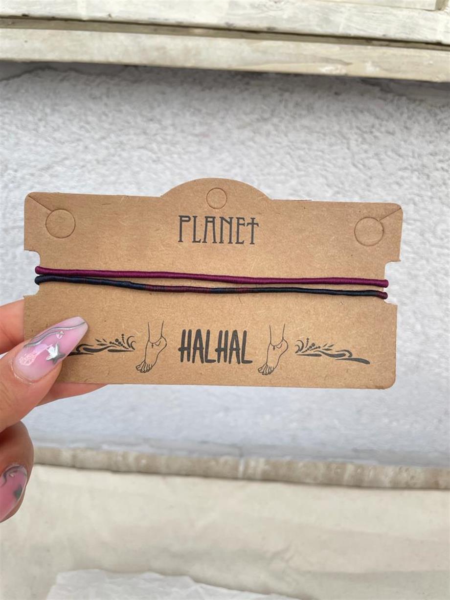 Bordo Siyah 2li İp Halhal