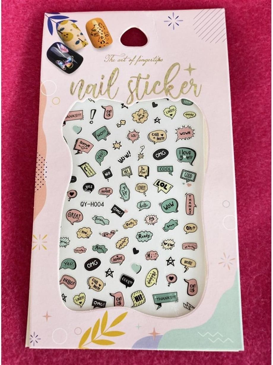 Büyük boy Karışık Pastel Figürlü Tırnak Sticker