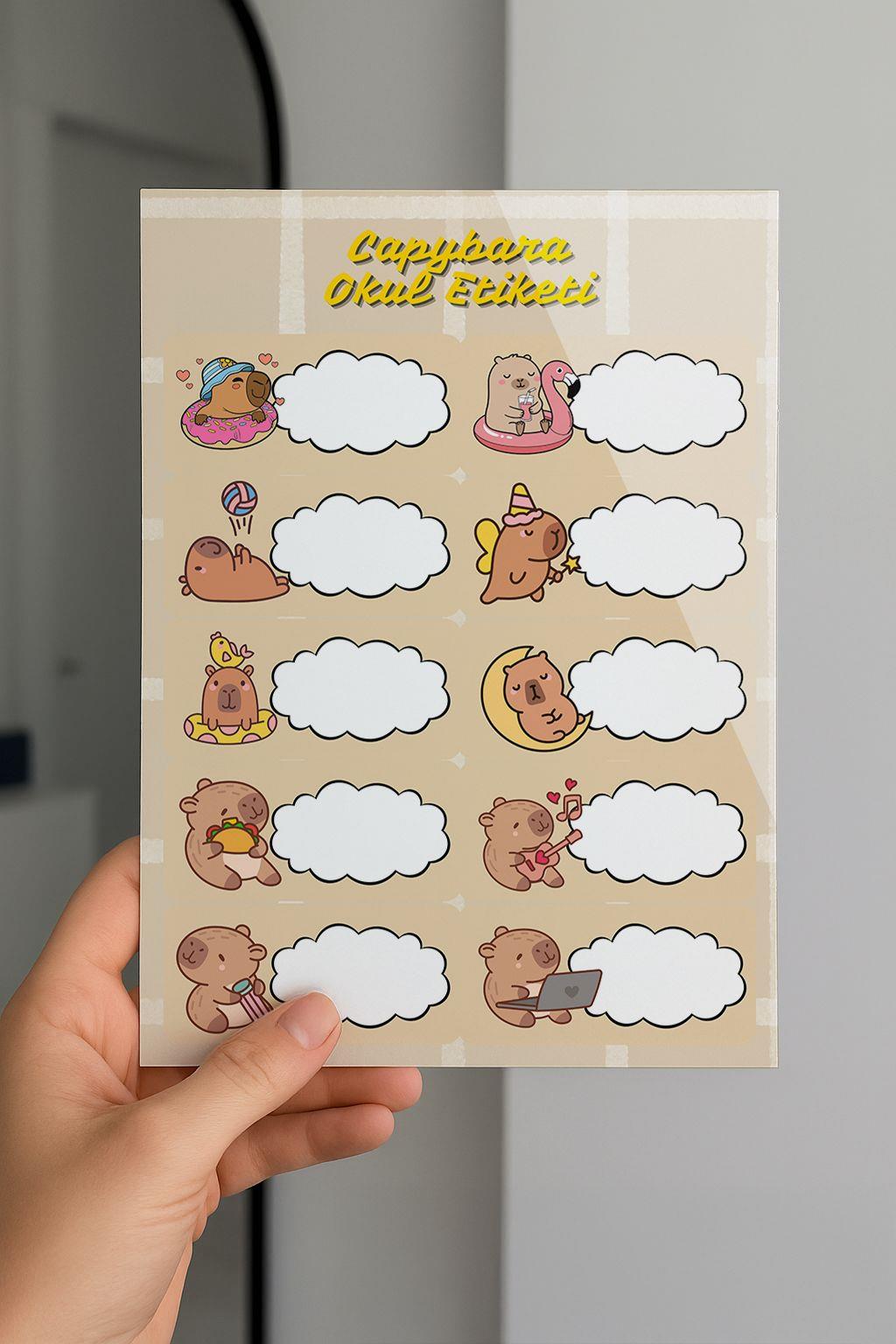 Capybara Okul Etiketi 3 lü Paket