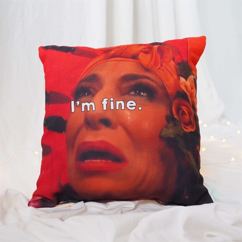 Cennet Mahallesi Pembe Fine Kare Yastık