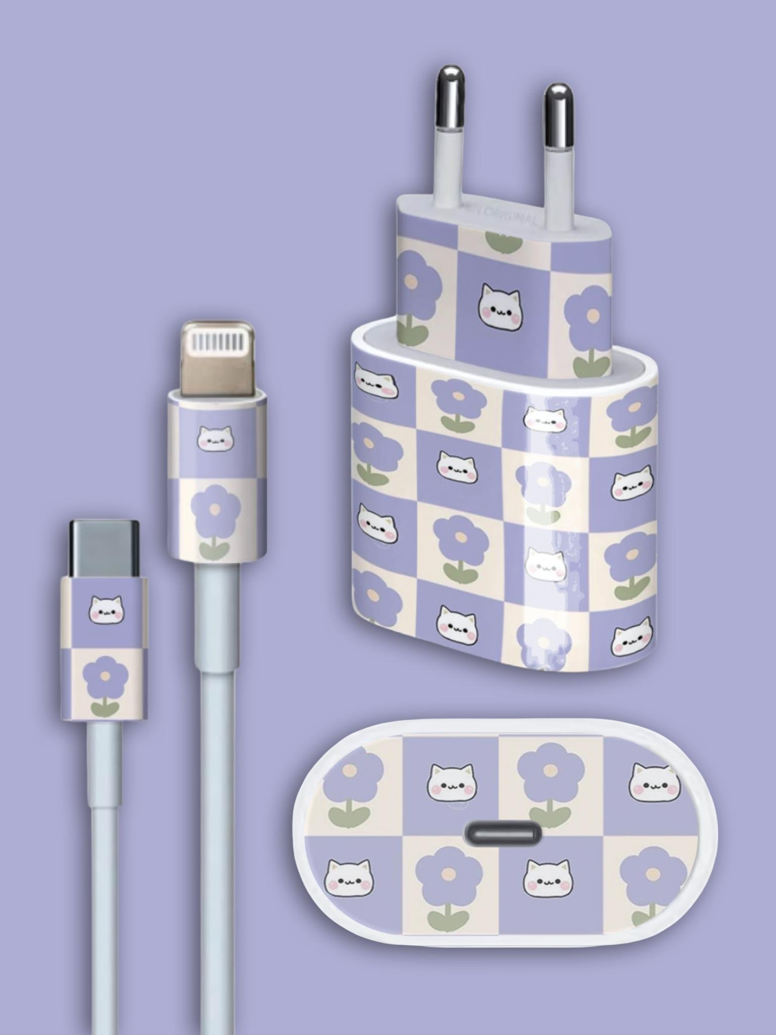 Checkers Cat Şarj Adaptör Sticker Seti