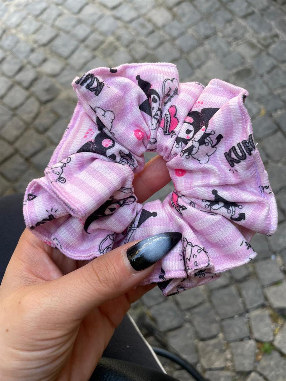 Çizgili Kuromi Scrunchie Lastik Toka