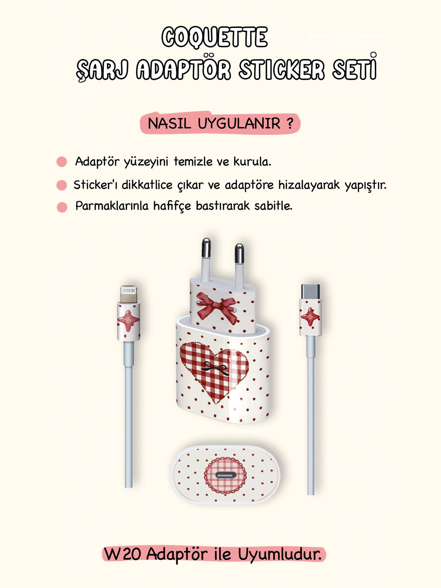 Coqutte Şarj Adaptör Sticker Seti