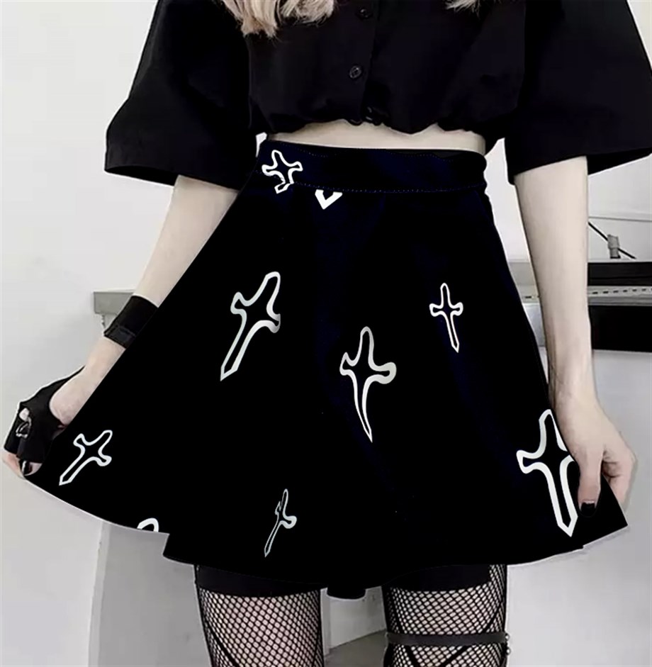 Cross Gothic Siyah Etek