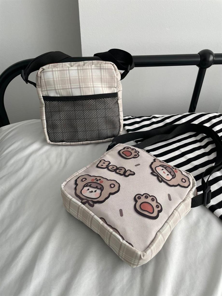 Cute Bear Fileli Crossbody Çanta