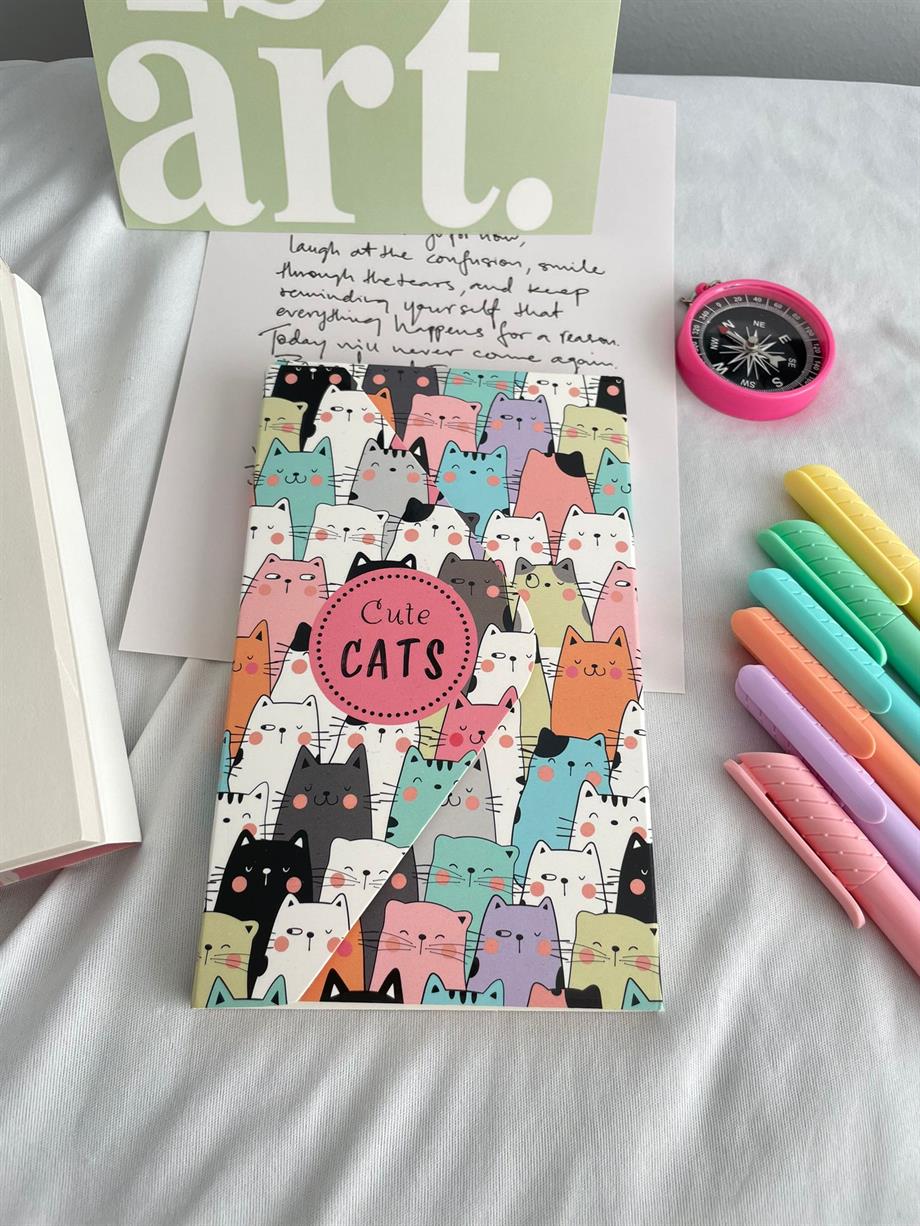 Cute Cats Tasarımlı Zarf Defter