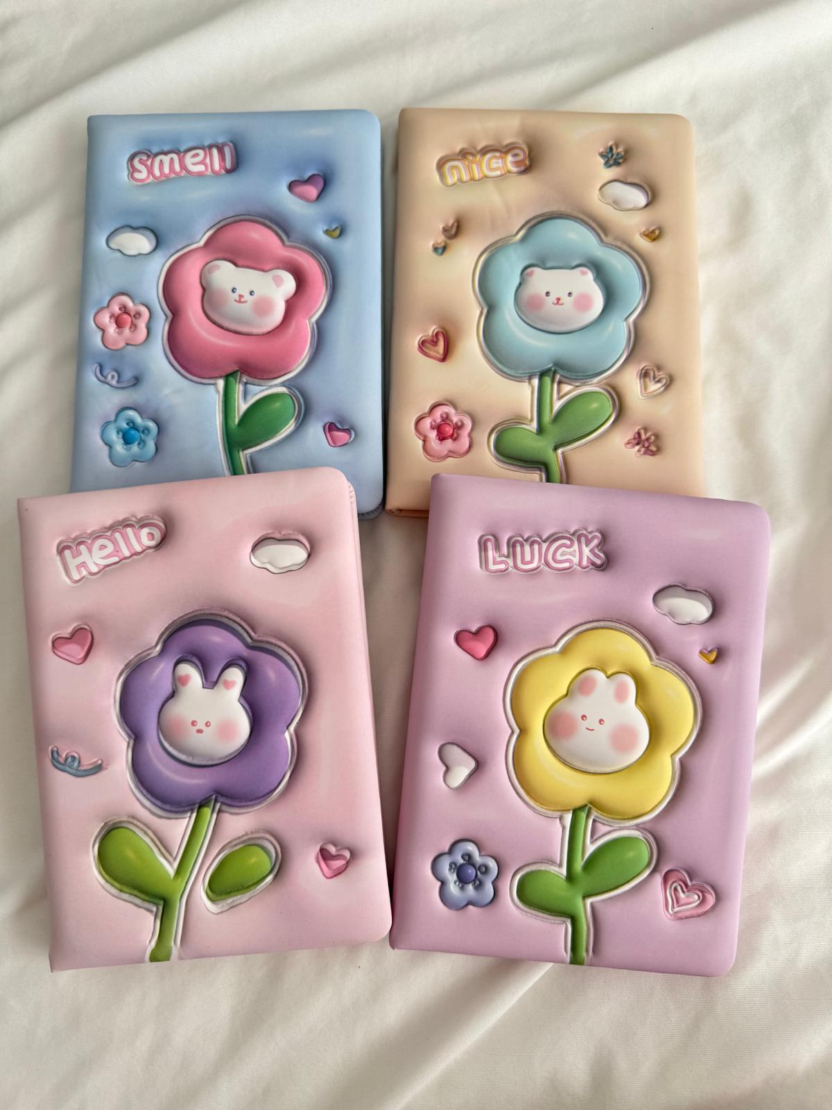 Cute Flowers Kabartmalı Buffy Defter