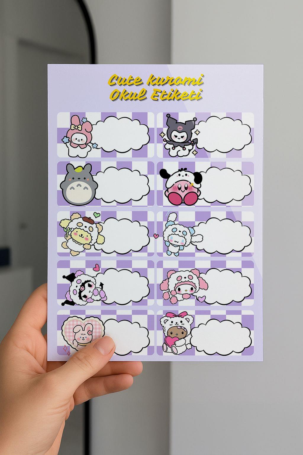 Cute Kuromi Okul Etiketi 3 lü Paket