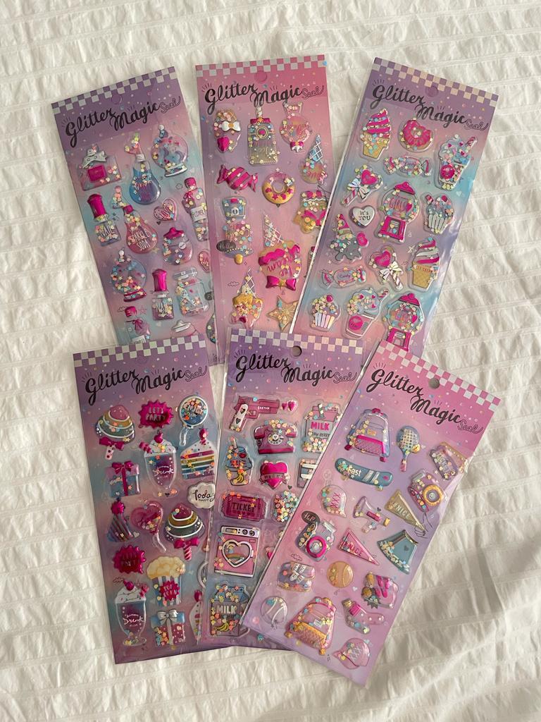 Glitter Magic Şeffaf Kabartmalı Sticker Set