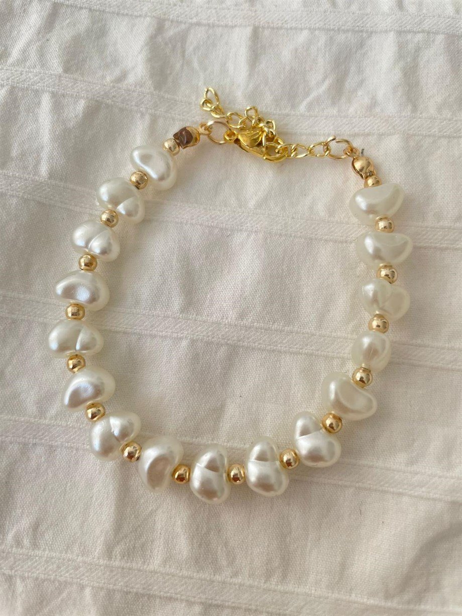 Gold Detaylı Barok İnci Bileklik