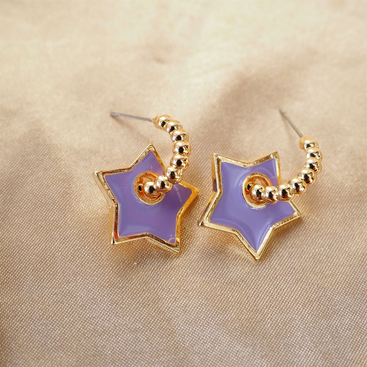 Gold Mor Yıldız Küpe