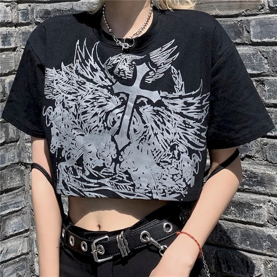 Gothic Cross For Die Siyah Yarım T-shirt