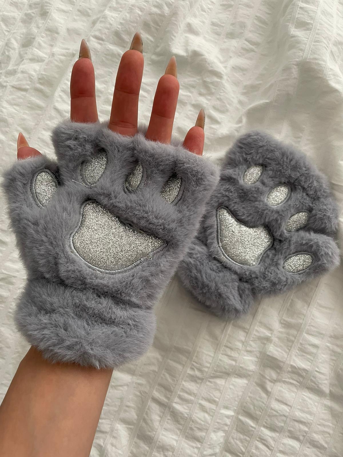 Gri Extra Soft Simli Pati Eldiven