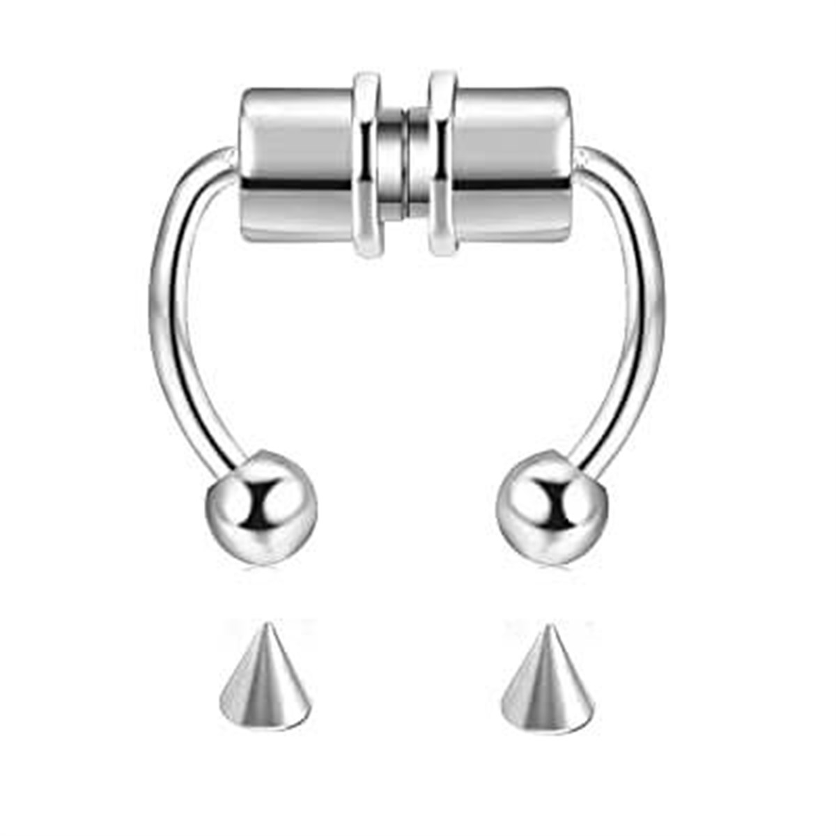 Gümüş Renk Mıknatıslı Fake Septum Piercing Renk Seçenekleri 8 mm