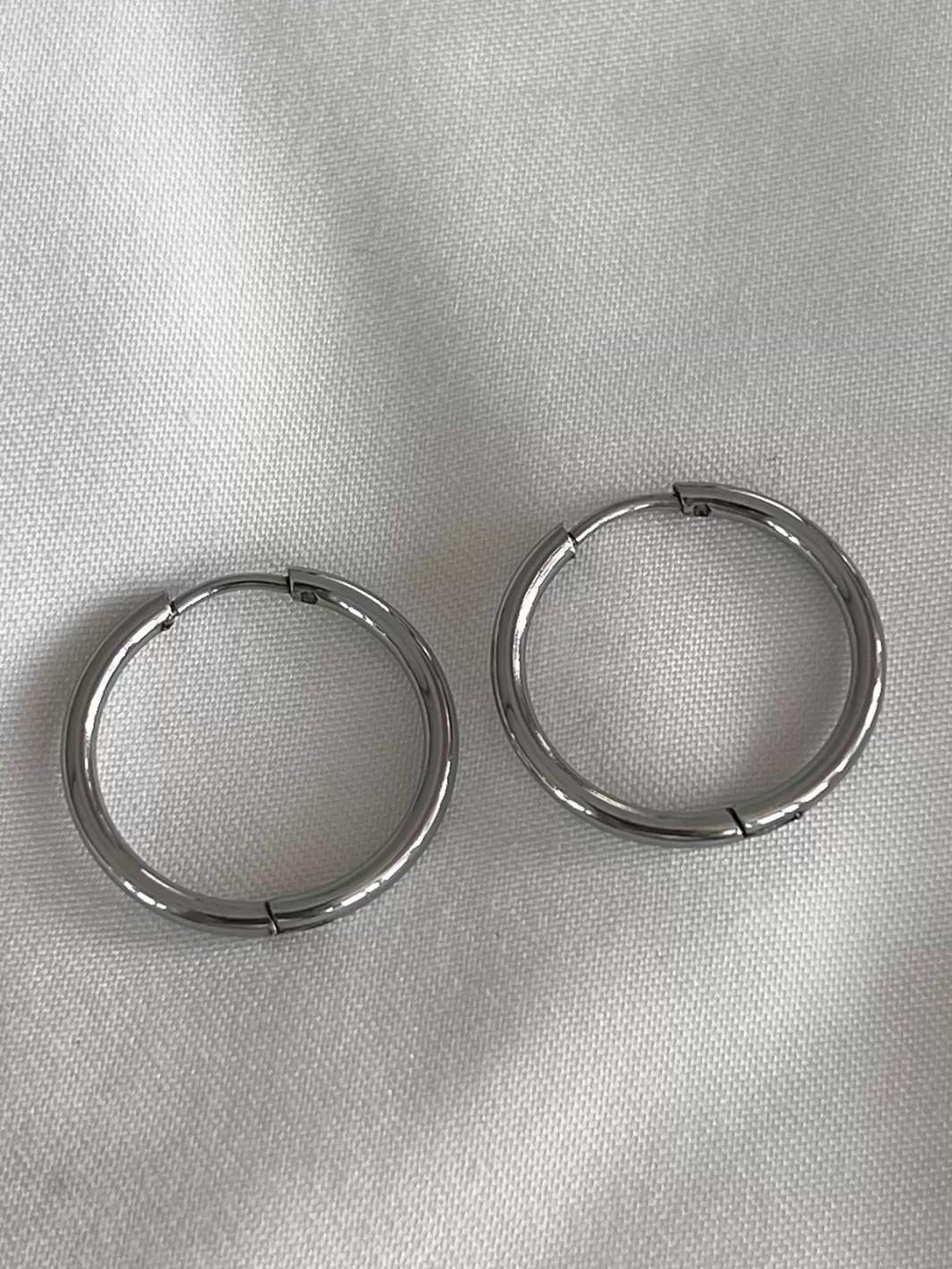 Gümüş Renk Unisex Çelik Halka Küpe Çifti 20MM