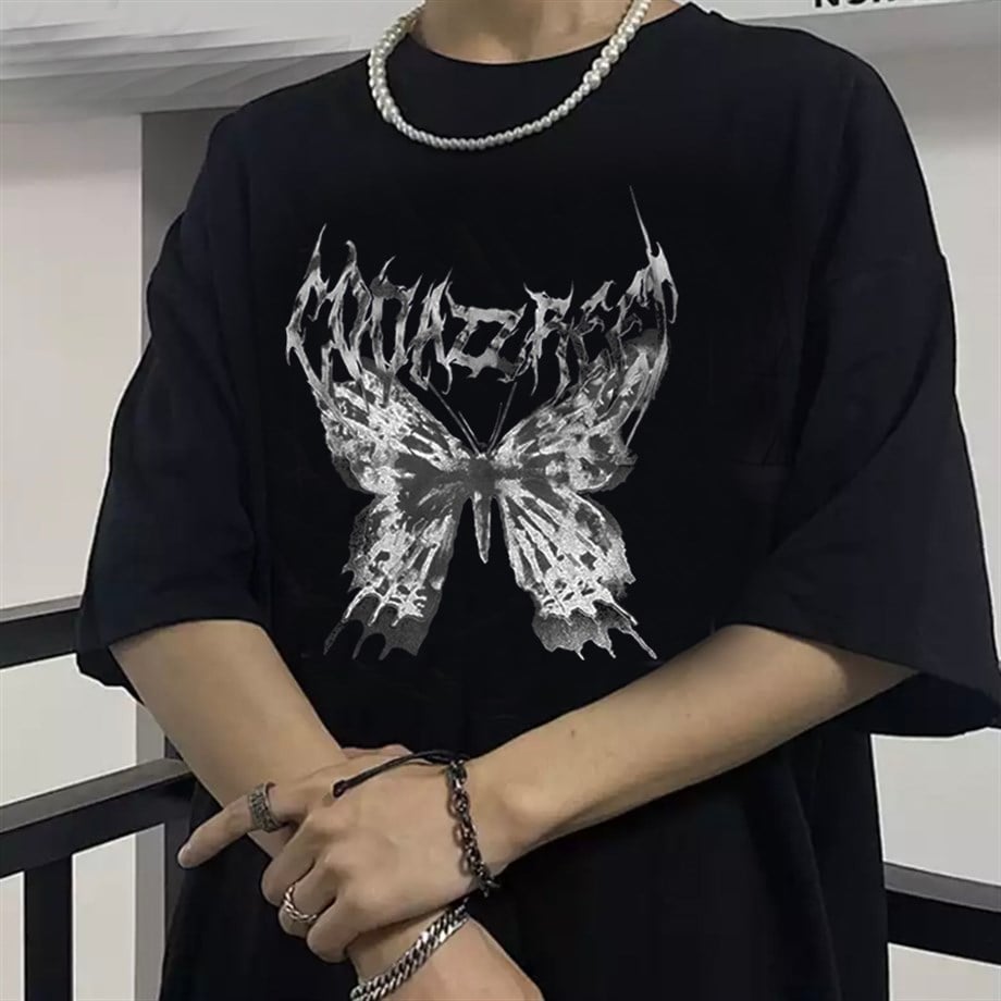 Harajuku Butterfly Siyah (Unisex) T-shirt