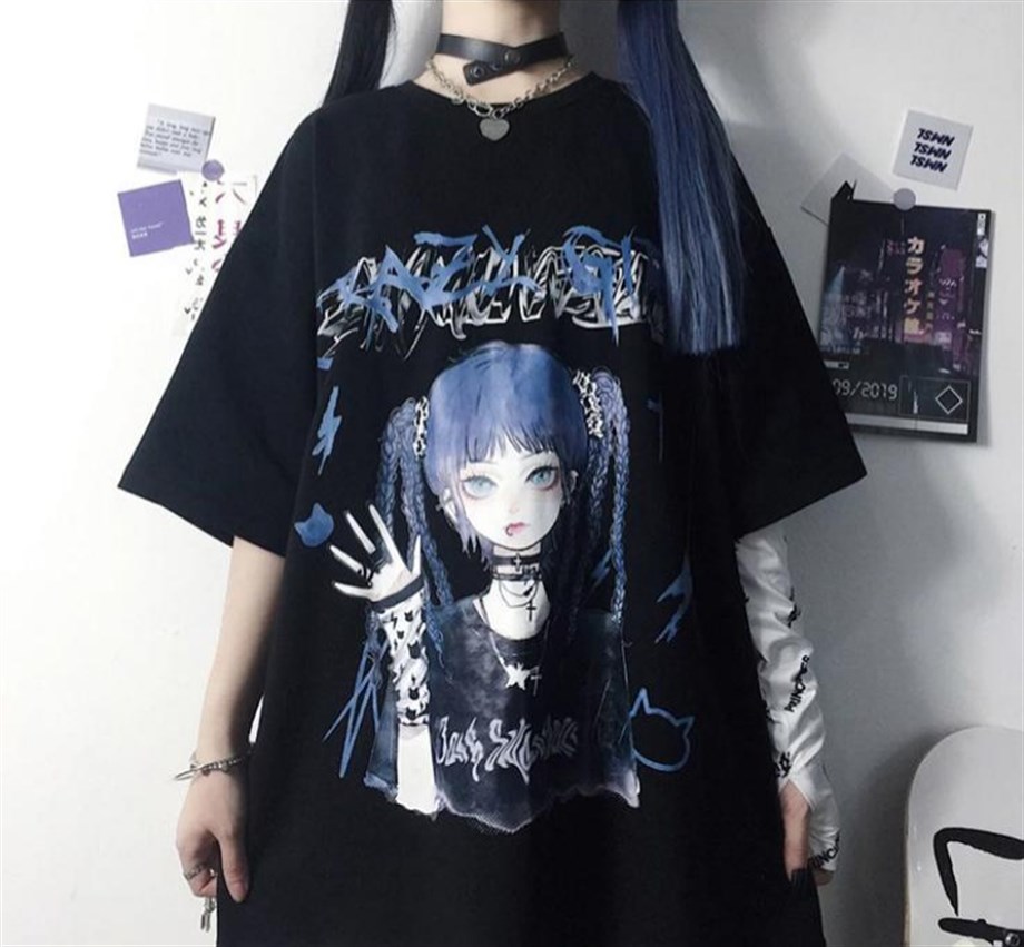 Harajuku Crazy Girl Siyah Unisex T-shirt
