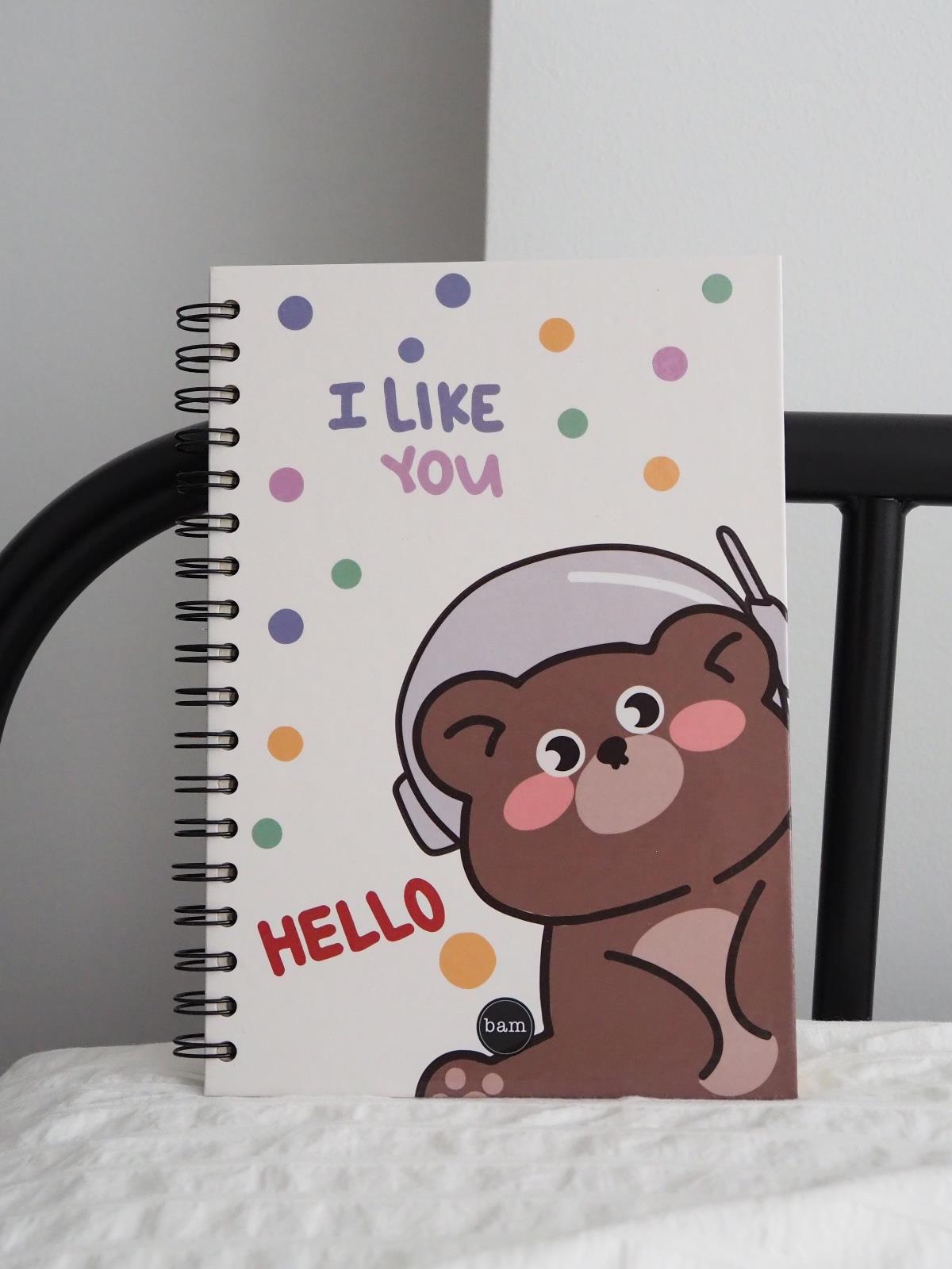 I Like You Bear Tasarımlı Spiralli Defter