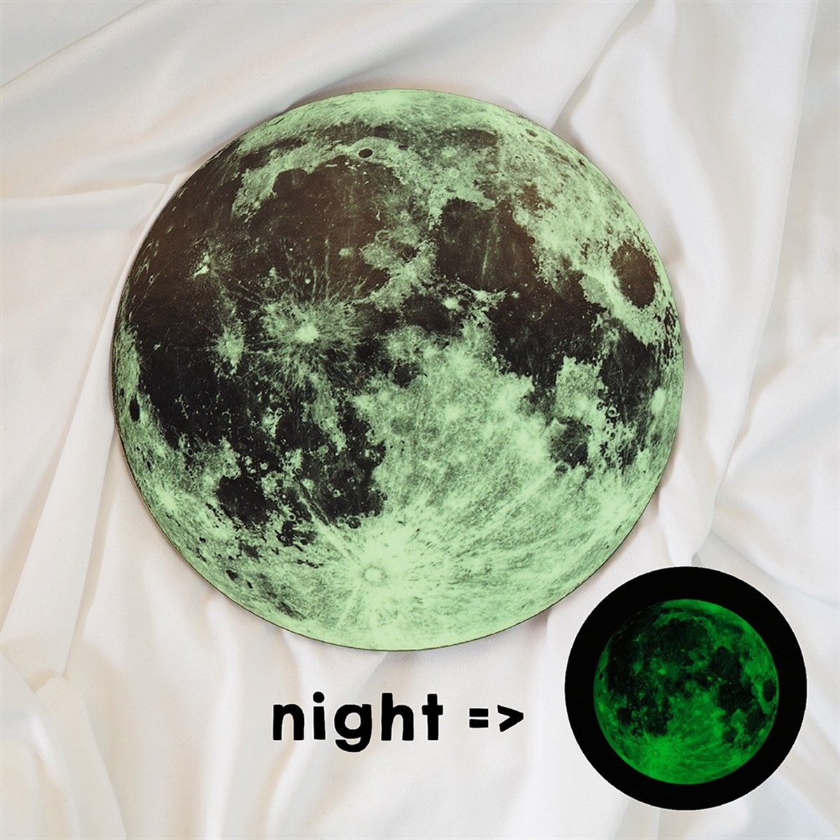 Karanlıkta Parlayan Dolunay Ahşap Dekor