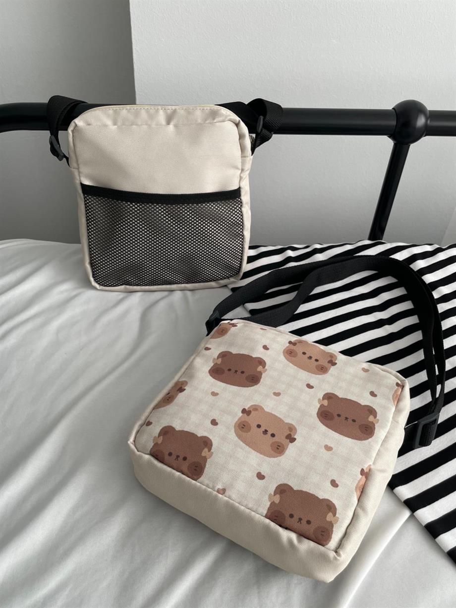 Kawaii Bear Fileli Crossbody Çanta