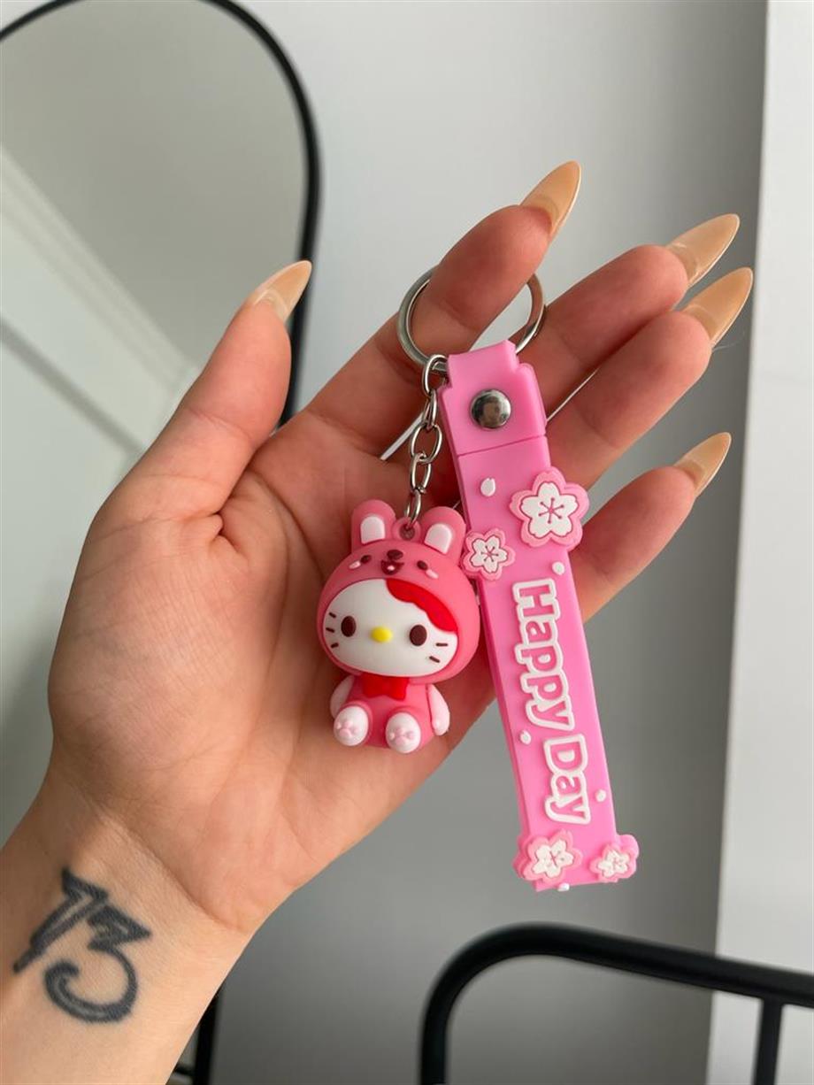 Kawaii Bunny Cat Silikon Anahtarlık