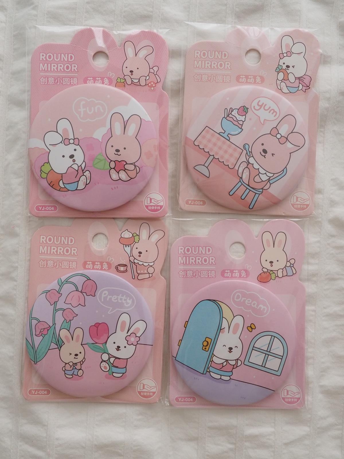 Kawaii Rabbit Yuvarlak Ayna Çanta Boy