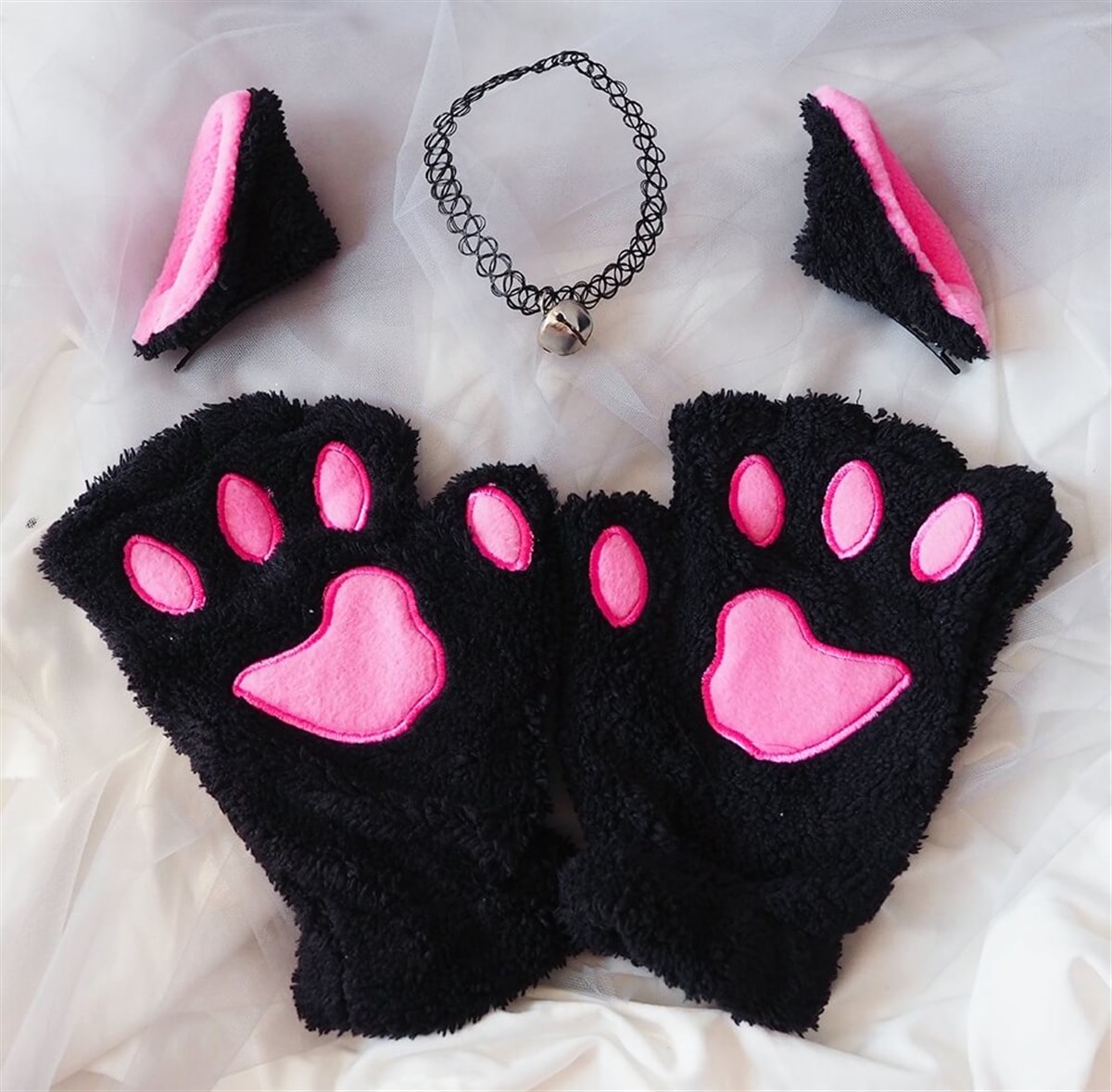 Kedi Cosplay Set Siyah Pati