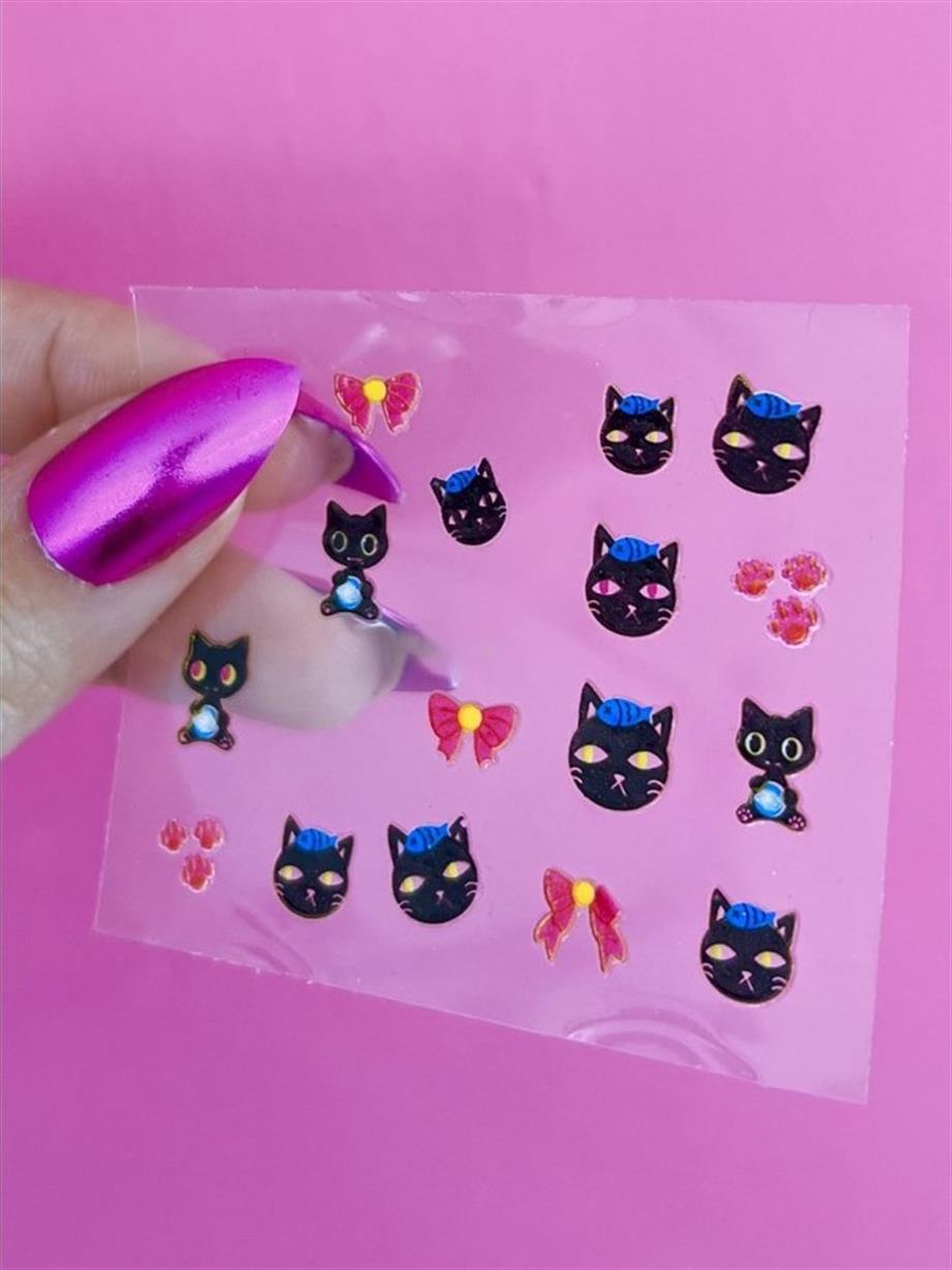 Kedi Figürlü Tırnak Sticker