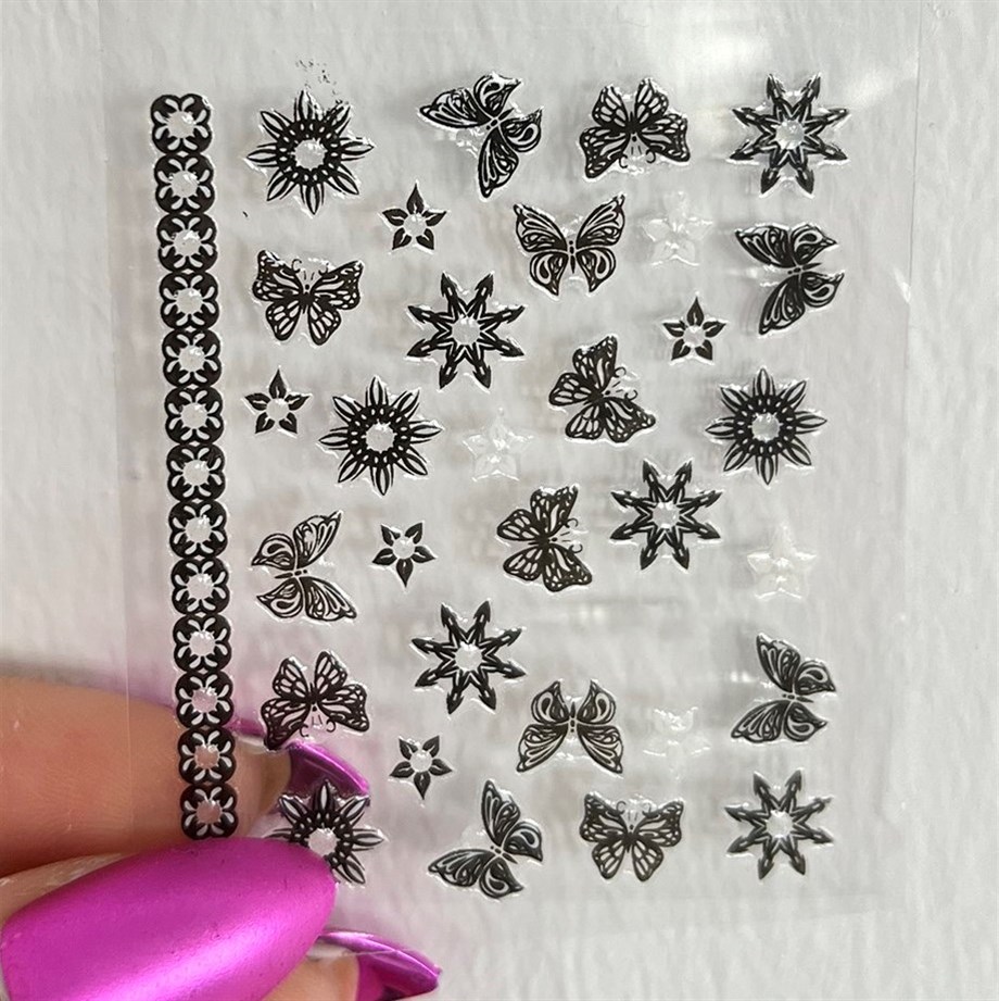 Kelebek ve Güneş Figürlü Makyaj ve Tırnak Sticker Seti