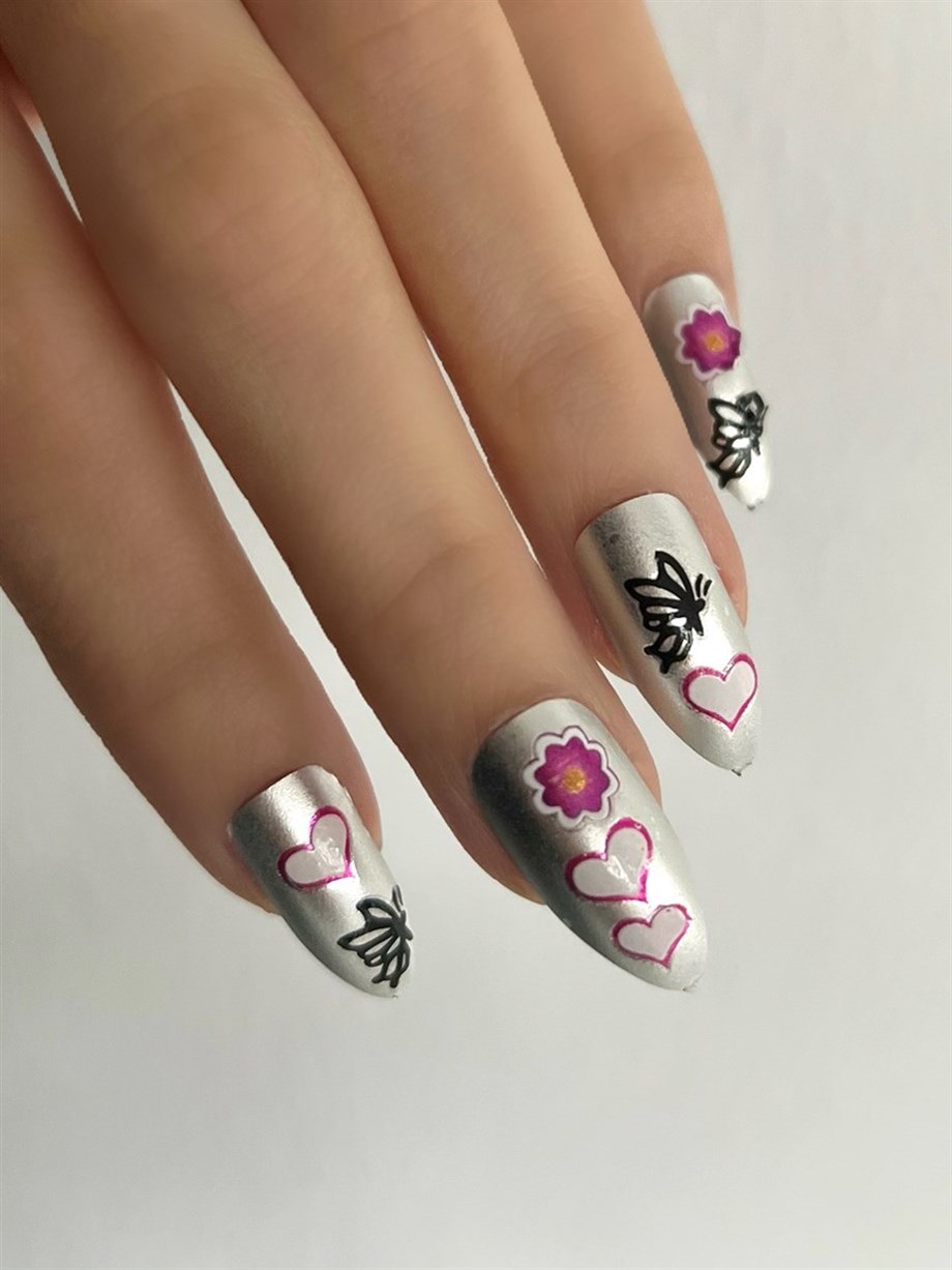 Kelebek ve Kalp Figürlü Makyaj ve Tırnak Sticker Seti