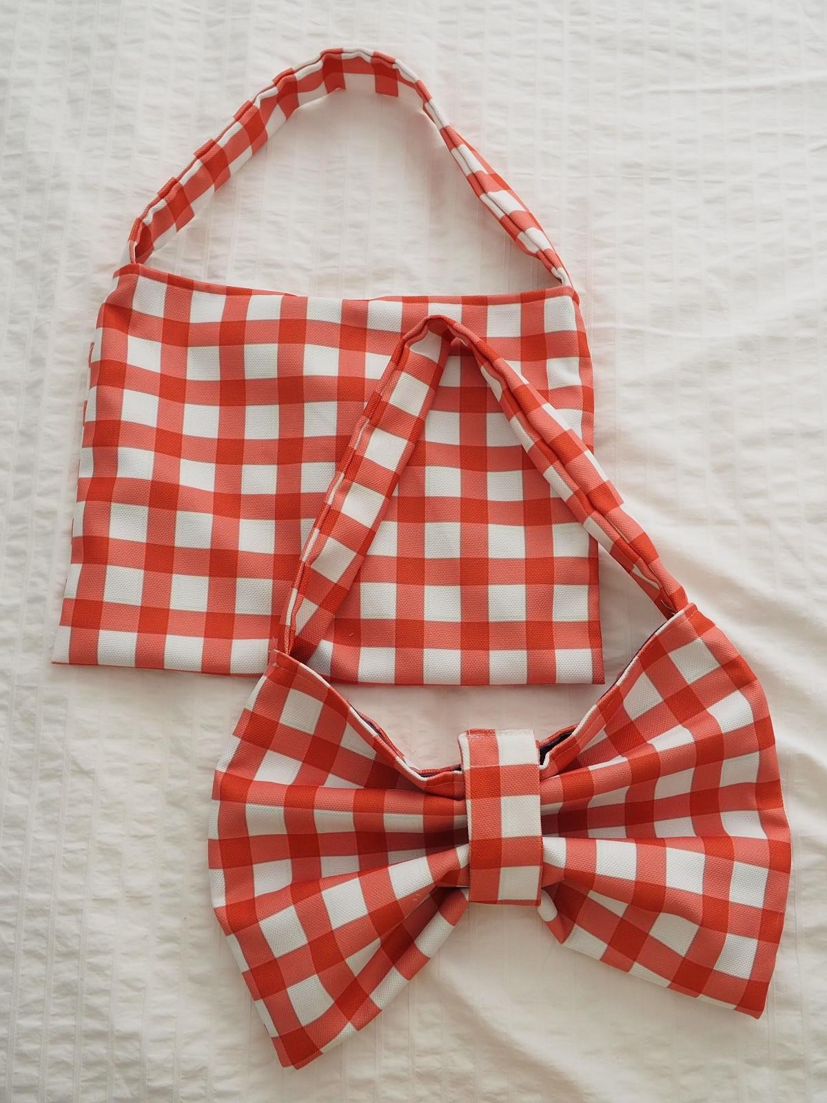 Kırmızı Damalı Fiyonk Tasarımlı Çanta