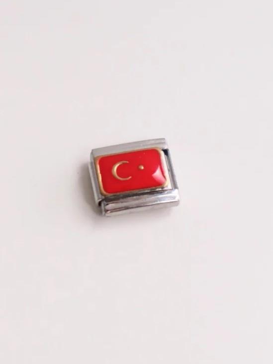 Kırmızı Türk Bayrağı İtalyan Charm