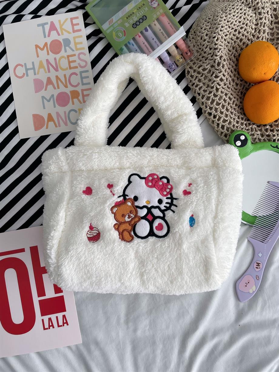 Kitty Cat Beyaz Peluş Çanta
