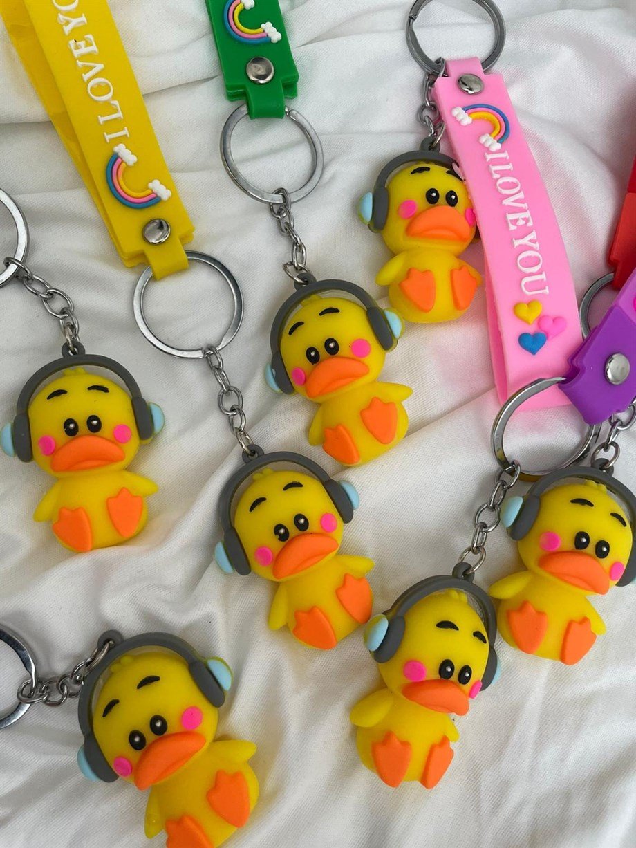 Kulaklı Ördek Silikon Anahtarlık