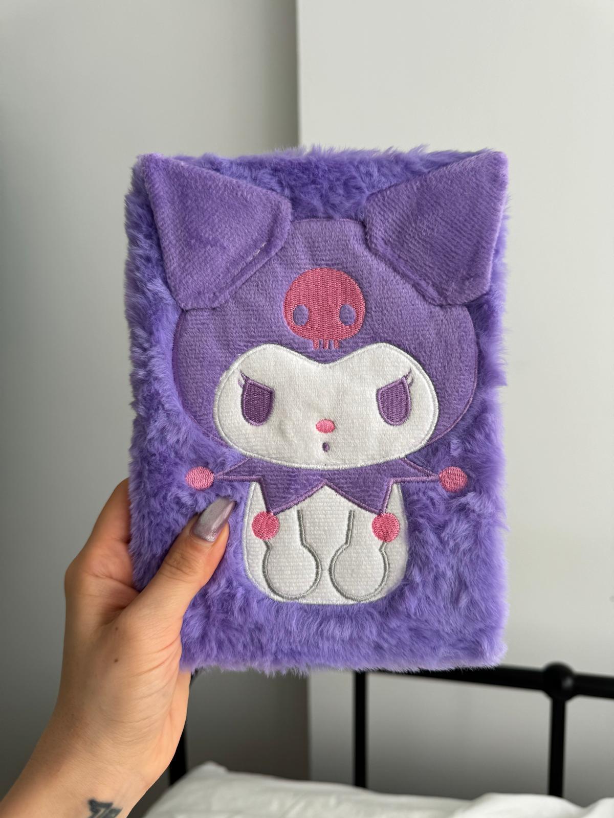 Kuromi Mor Peluş Çizgili Defter