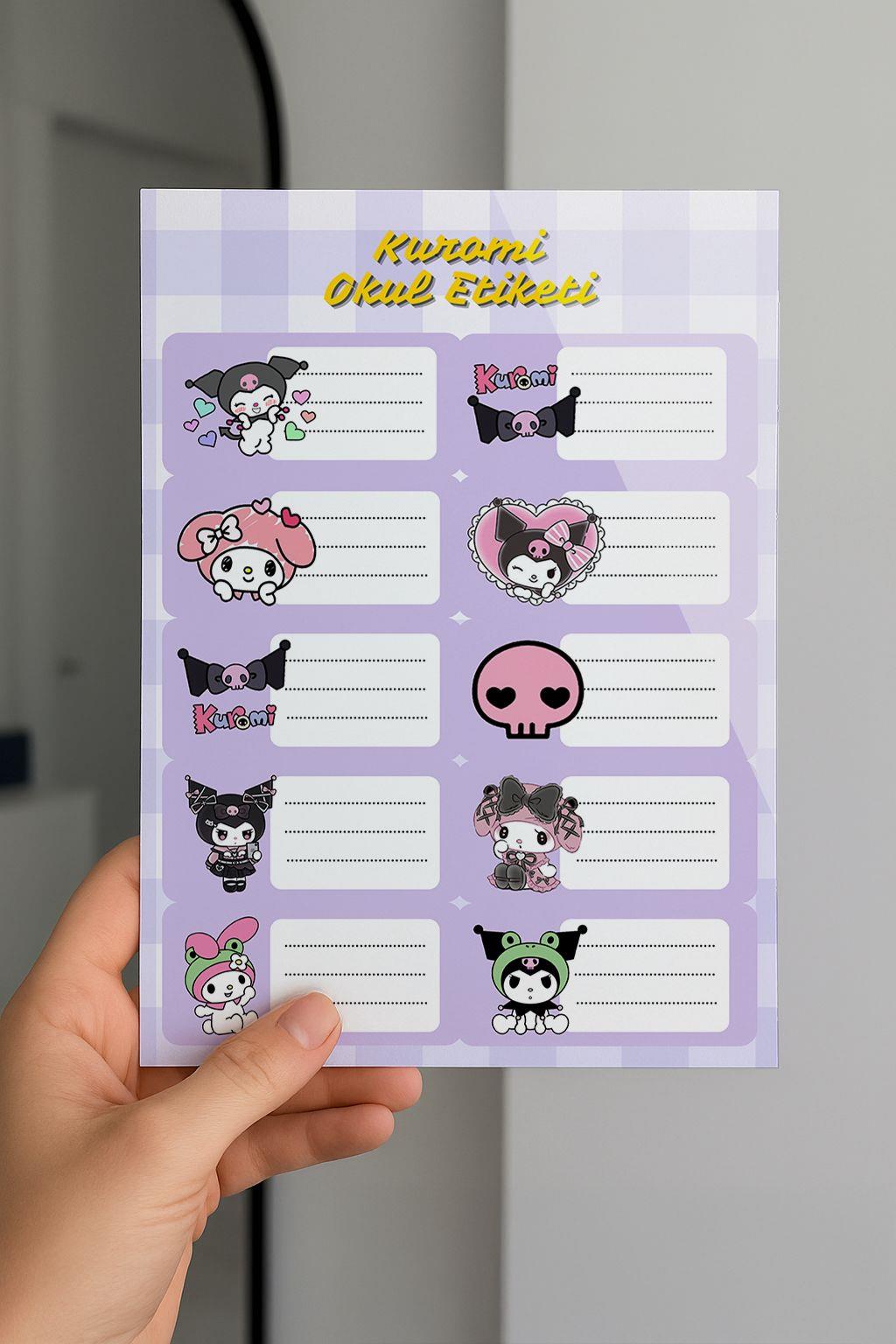 Kuromi Okul Etiketi 3 lü Paket