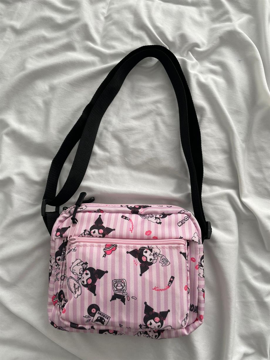 Kuromi Pink 2 Bölmeli Crossbody Çanta