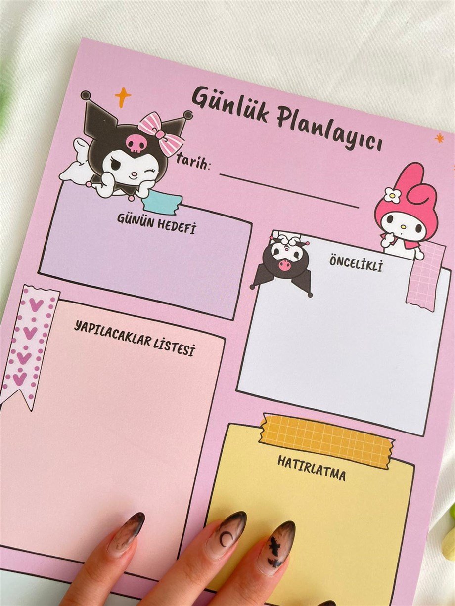 Kuromi ve Melody  A4 Günlük planlayıcı