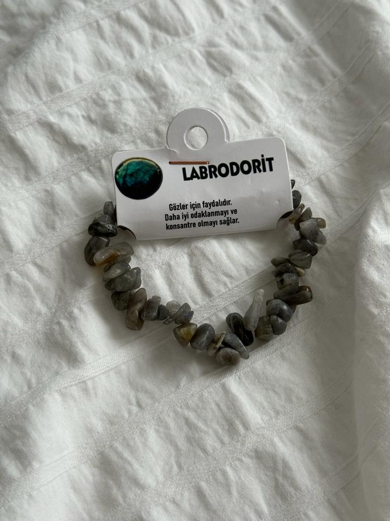 Labrodorit Kahverengi Kırık Doğaltaş Bileklik