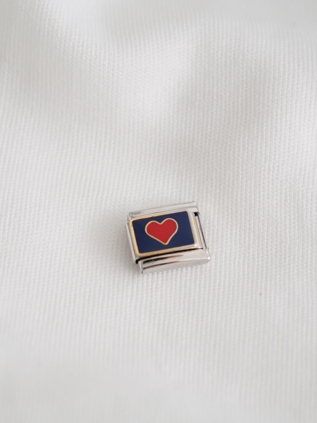 Lacivert Kırmızı Kalp İtalyan Charm