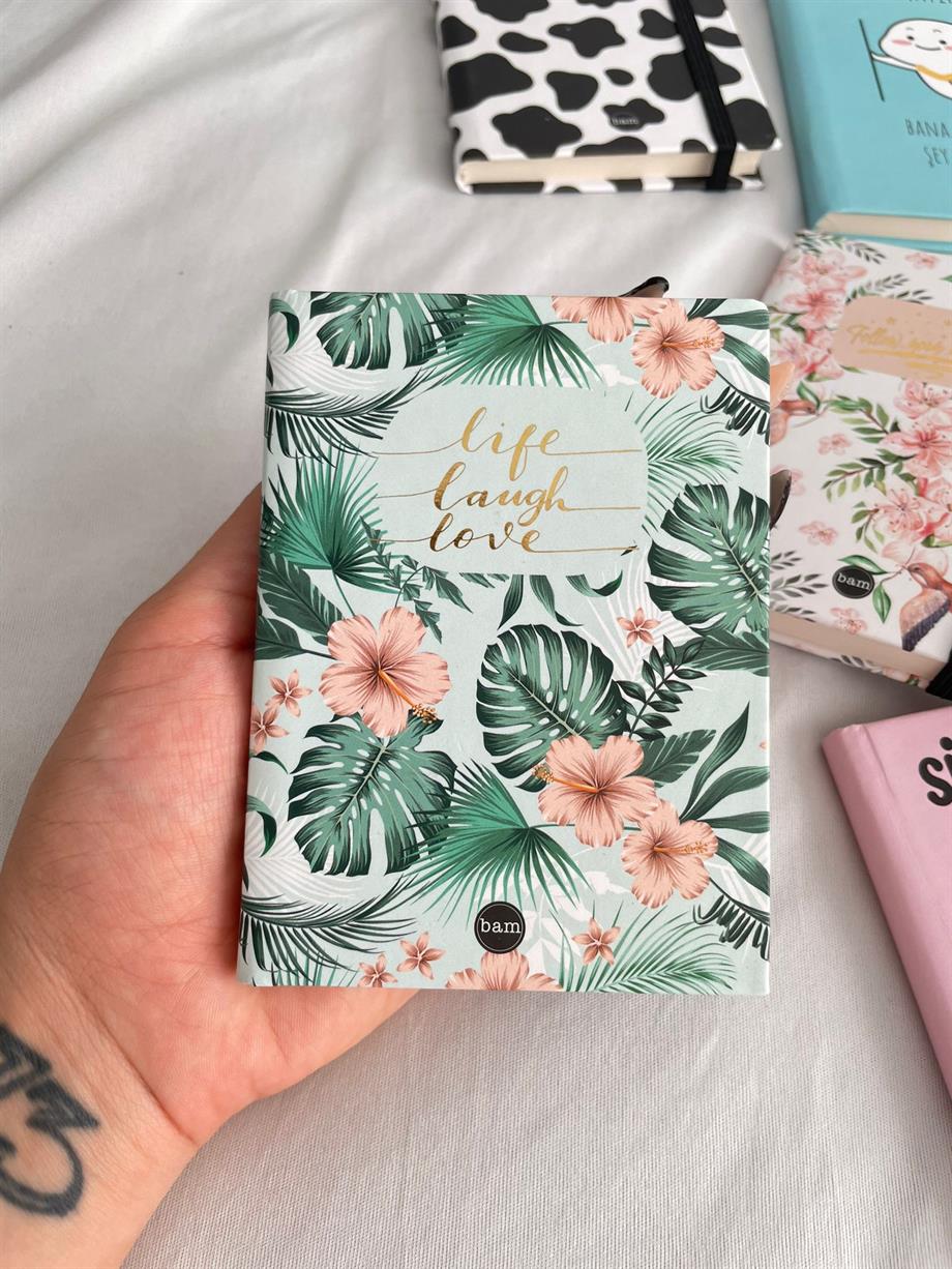 Life Love Sert Kapaklı Lastikli Mini Defter