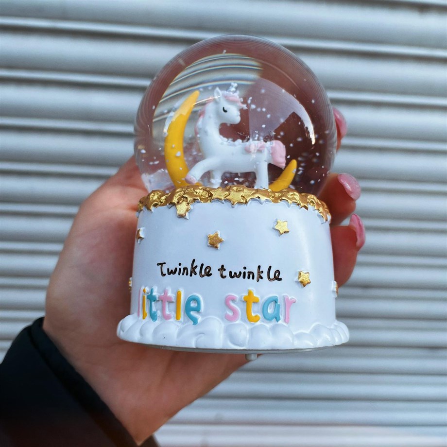 Little Star Işıklı Orta Boy Unicorn Kar Küresi