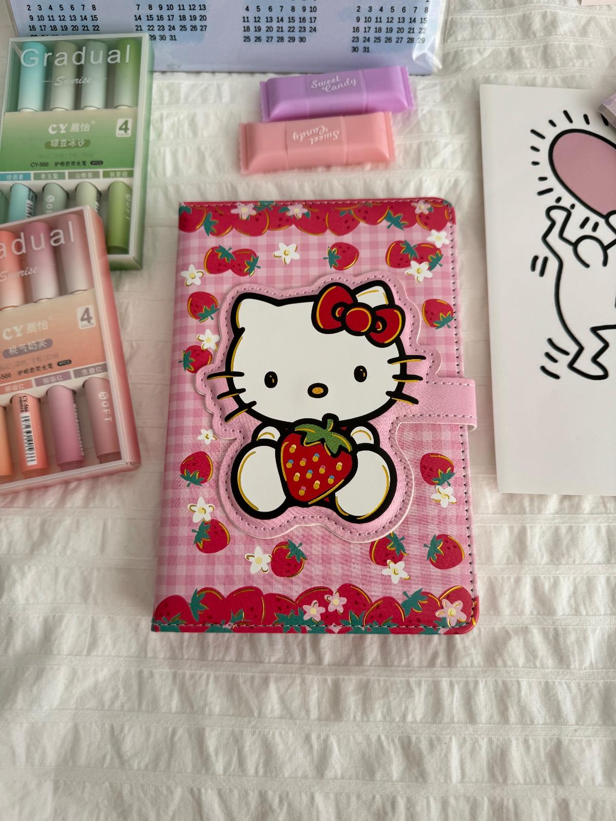 Magnetic Kapaklı Puffy Kitty Book Defter - Strawberry