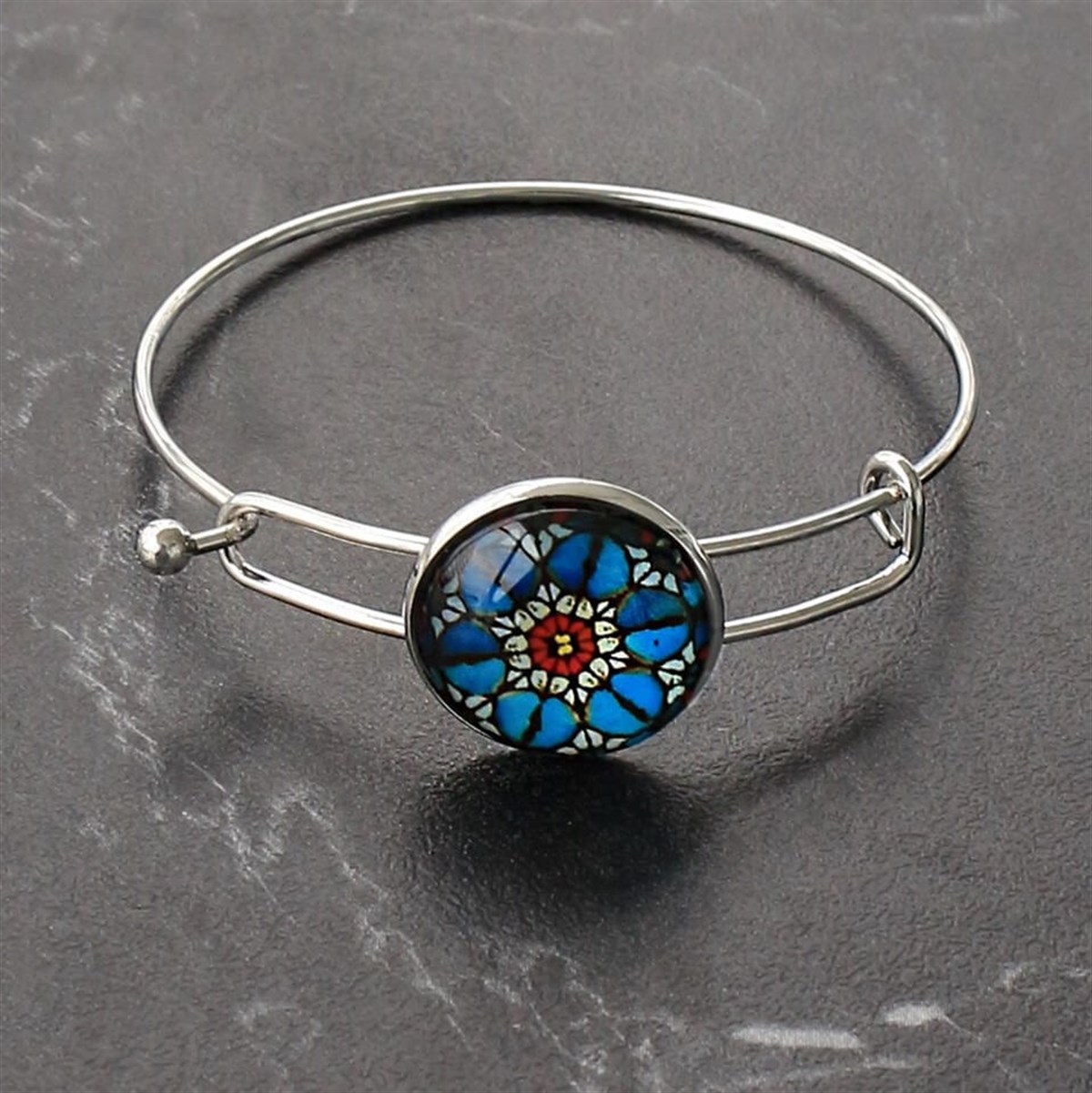 Mandala Desenli Kelepçe Gümüş 2