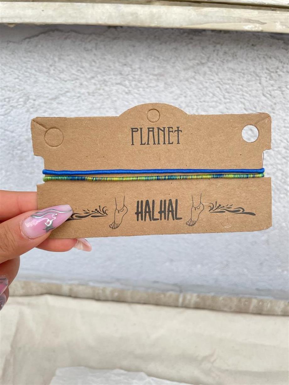 Mavi Sarı 2li İp Halhal