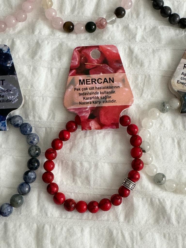Mercan Doğal Taş Bileklik 8mm