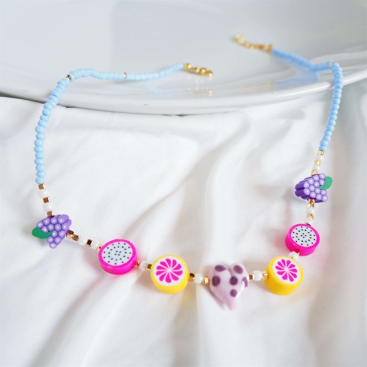 Meyveli Mavi Kolye I Handmade