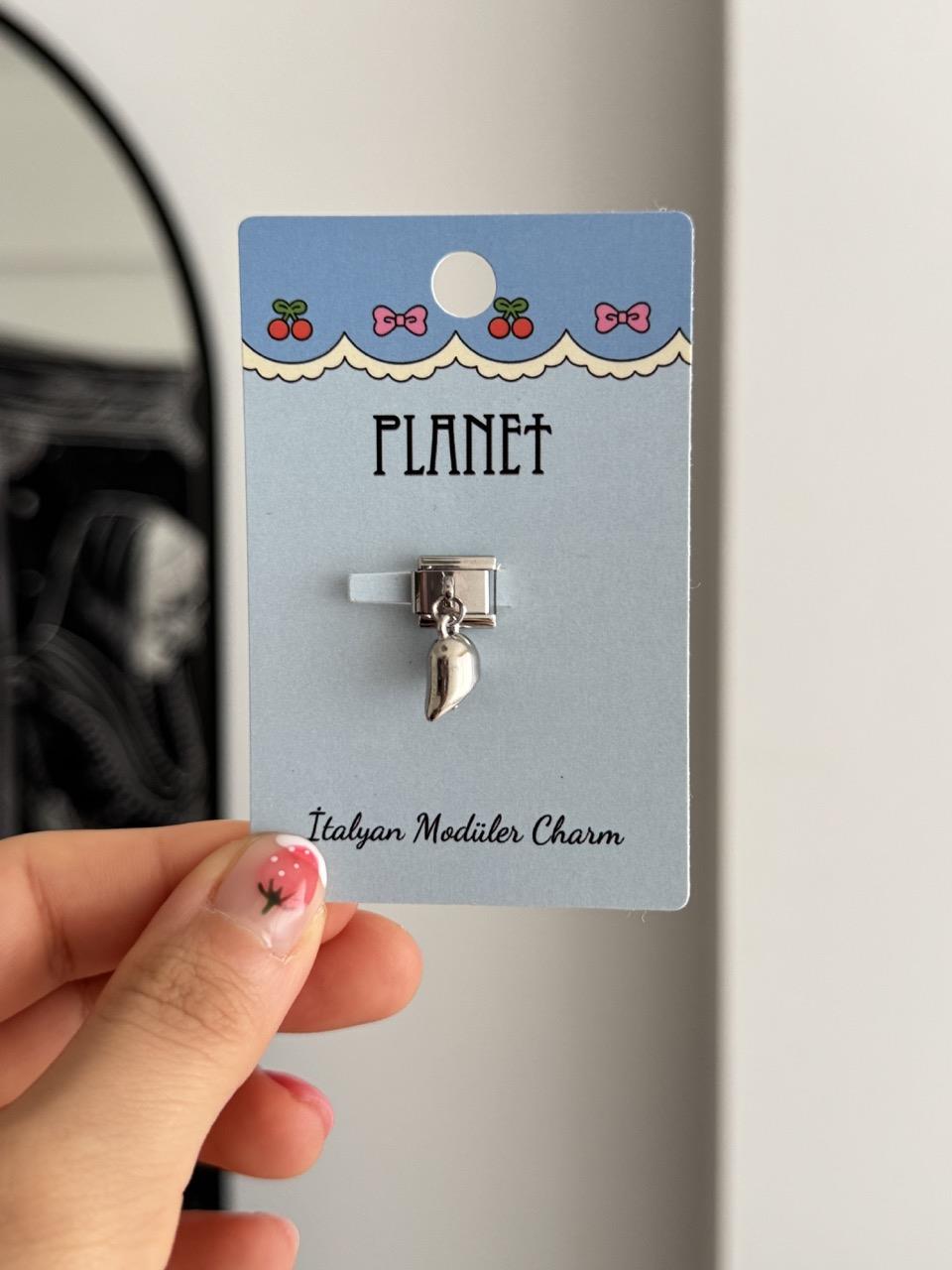 Mıknatıs Kalp Sallantılı Mavi Kartlı İtalyan Charm